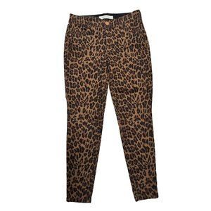Vintage america leopard print straight leg stretch pants mob wife size 4‎